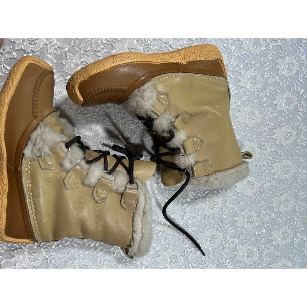Vintage 70s Sorel Kaufman Leather Winter Snow Boots Women 5 Apres Cabin Gorpcore